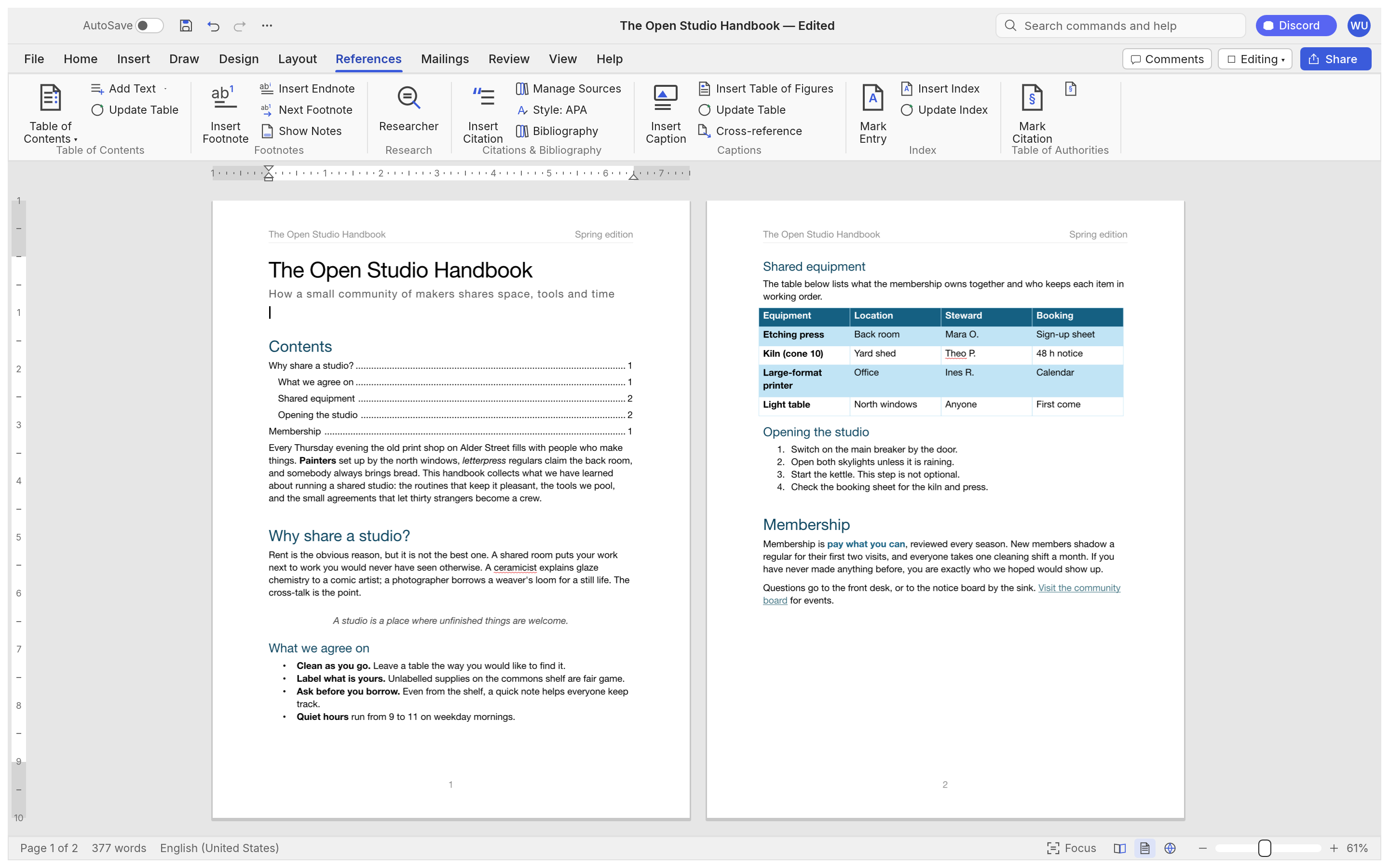WordCraft open, save, and export interface